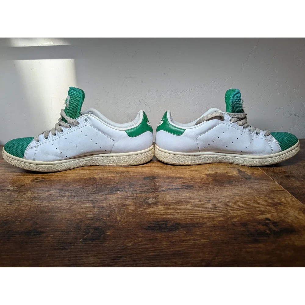 Adidas Stan Smith White Green Mesh Toe Low Top Sneakers Mens 10